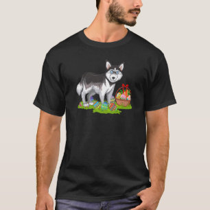 T-shirt Funny Easter Egg Hunting Bunny Siberian Husky Dog
