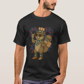 T-shirt Funny écureuil patriotique USA Bottes du drapeau 4