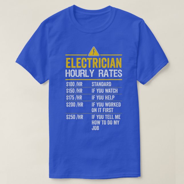 T-shirt Funny Electrician Horaires Tarifs Lineman Cadeau p (Design devant)