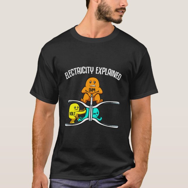 T-shirt Funny Electricity Expliqué Physique Enseignant Ner (Devant)