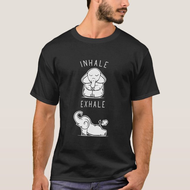 T-shirt Funny Elephant Inhale Exhale Yoga Fitted V-Neck (Devant)