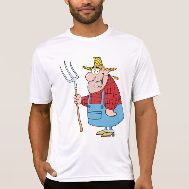 T-shirt Funny Farmer Pitchfork Overalls and Straw Hat (Devant)