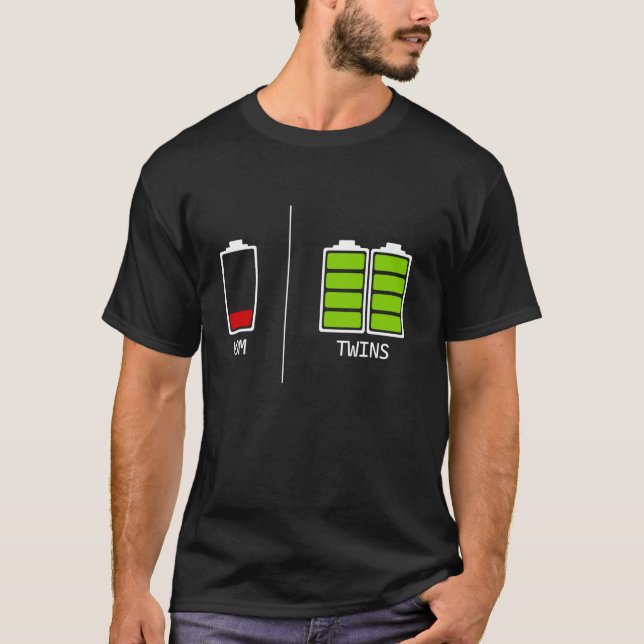 T-shirt Funny Fatigué Maman Faible Cool Maman De Twins Cad (Devant)