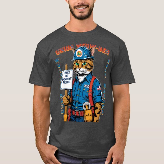 T-shirt Funny Feline Union membre de la fête du travail de (Devant)