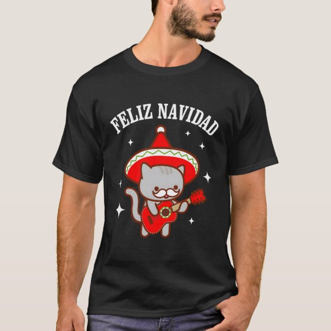 T-shirt Funny Feliz Navidad Meowiachi Chat Pour Noël (Devant)