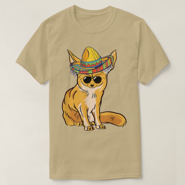 T-shirt Funny Fennec Fo Sombrero Meican Sunglass Fennec Fo (Design devant)