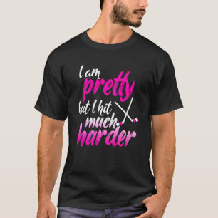 T-shirt Funny Field Hockey Girl Woman Hits Harder