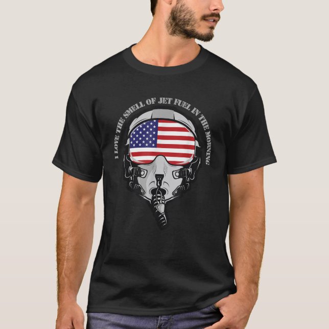 T-shirt Funny Fighter Jet And Pilot Mask  (Devant)