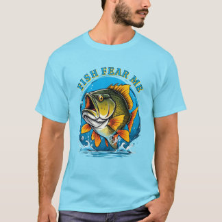 T-shirt Funny Fish Fear Me Fisherman Sports