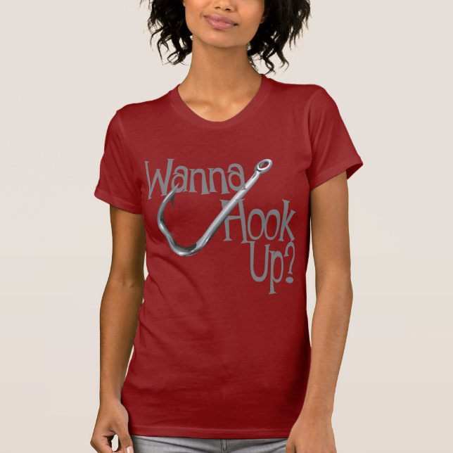 T-shirt Funny Fishing - Hook UP Dating (Devant)