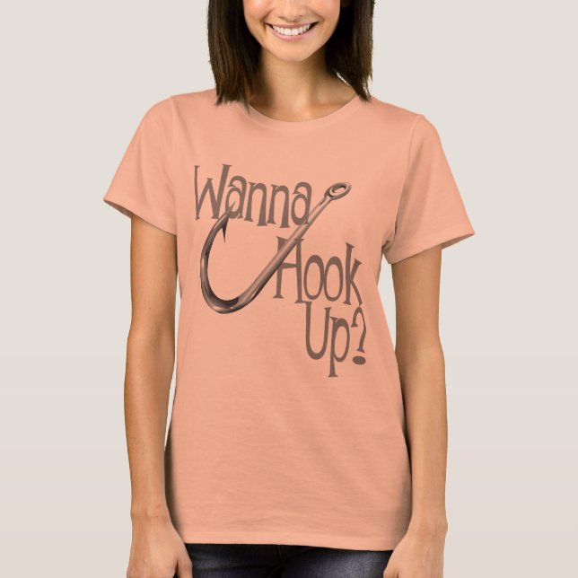T-shirt Funny Fishing - Hook UP Dating (Devant)