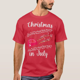T-shirt Funny Flamant rose rose Retro Camping voiture Noël