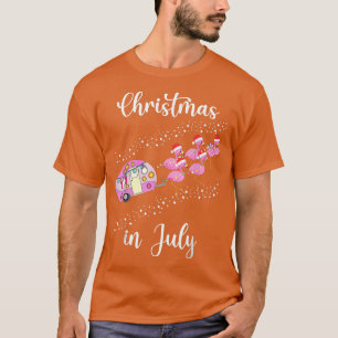 T-shirt Funny Flamant rose rose Retro Camping voiture Noël
