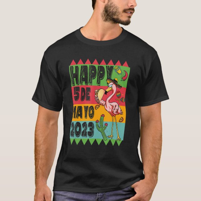 T-shirt Funny Flamingo Mexican Fiesta Cinco de Mayo Taco S (Devant)