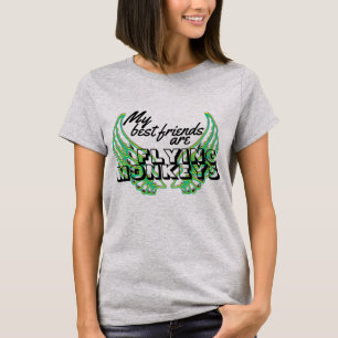 T-shirt Funny Flying Monkey Green Wings Typographie person