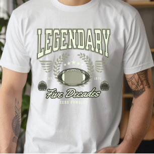 T-shirt Funny Football 50 ans 5 décennies Zero Fumbles