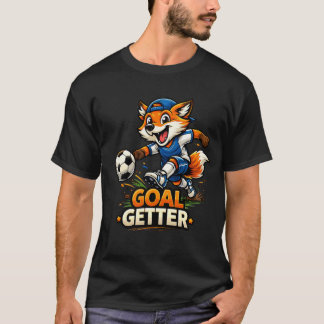 T-shirt Funny Fox Playing Soccer Cartoon Design