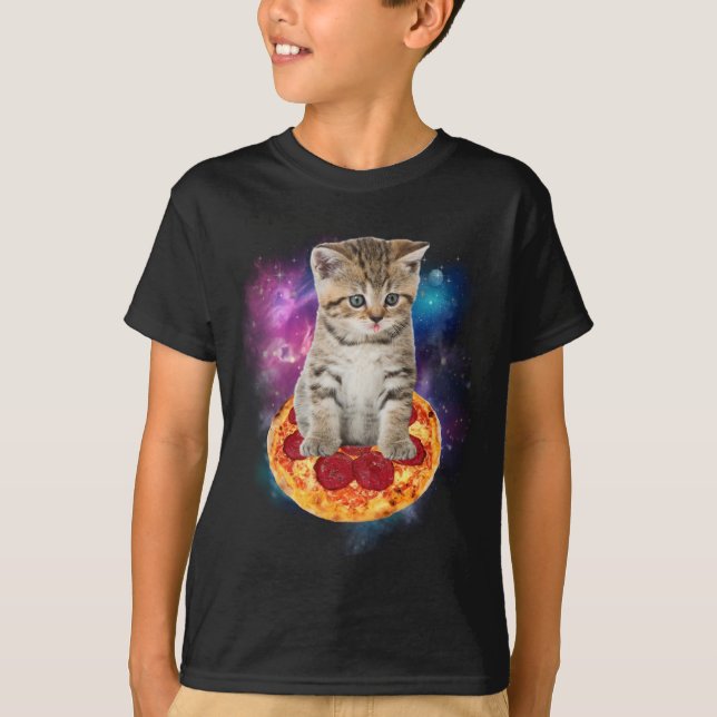 T-shirt Funny Galaxy Chat dans l'espace - Chat équitation  (Devant)