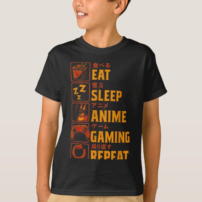 T-shirt Funny Gamer Anime Graphic Tee Men Boys Teens Video (Devant)