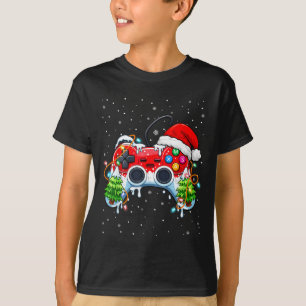 T-shirt Funny Gamer Noël Chapeau de Père Noël Contrôle de