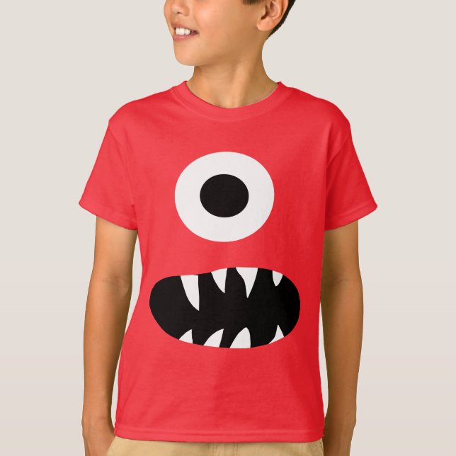 T-shirt Funny Géant Un Oyed Monster Visage Enfants Coloré (Devant)
