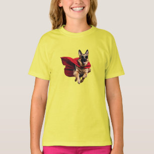 T-shirt Funny German Shepherd Superhero Enfant