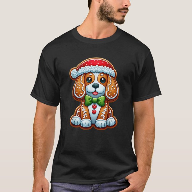 T-shirt Funny Gingerbread Man Beagle Christmas Dog Womens  (Devant)