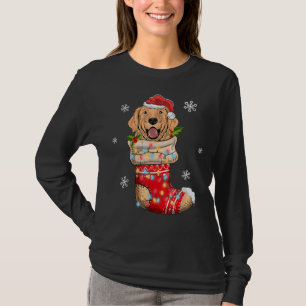 T-shirt Funny Golden Retriever Dans Chaussettes Noël Chien