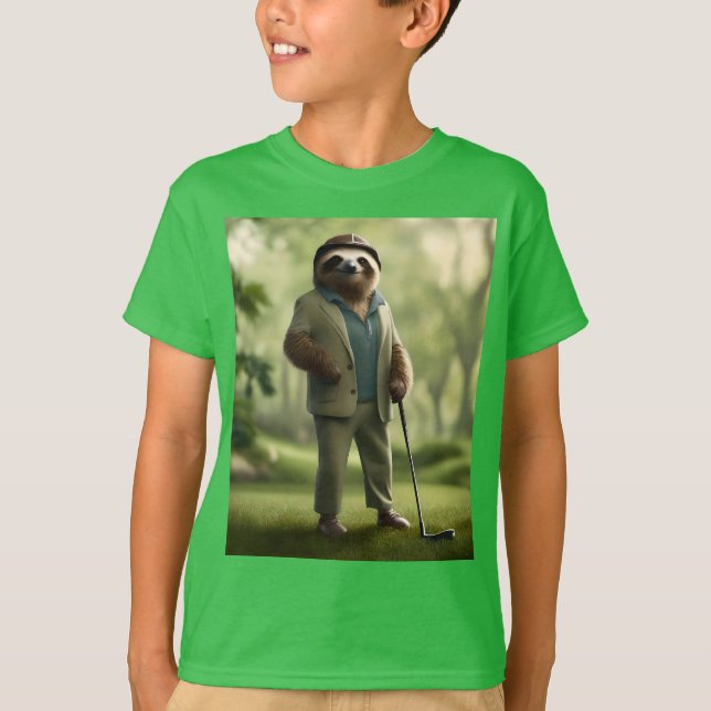 T-shirt Funny Golf Sloth, (Devant)