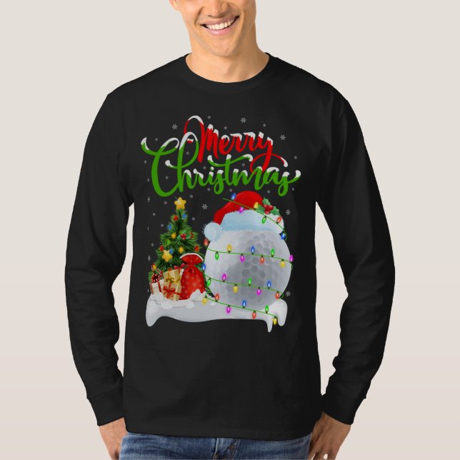T-shirt Funny Golf Sports Amoureux Xmas Lighting Golf Chri (Devant)