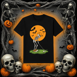 T-shirt Funny Golf Squelette Chauve-Pleine lune d'Hallow
