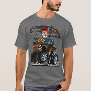 T-shirt Funny Golf t Hotrod Golf Popping a Wheelie toon 1