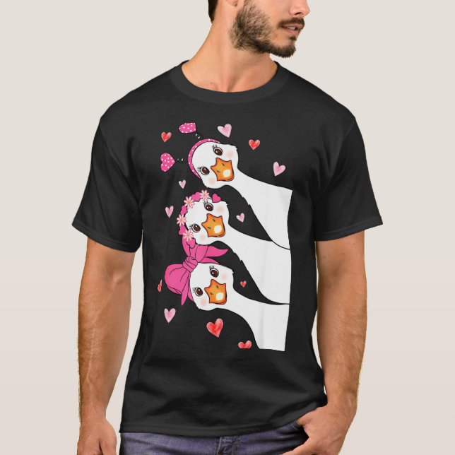 T-shirt Funny Goose Happy Valentine Goose Cute Heart Lover (Devant)