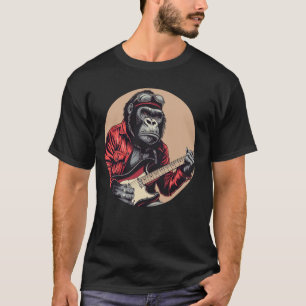 T-shirt Funny Gorilla avec costume de guitare électrique p
