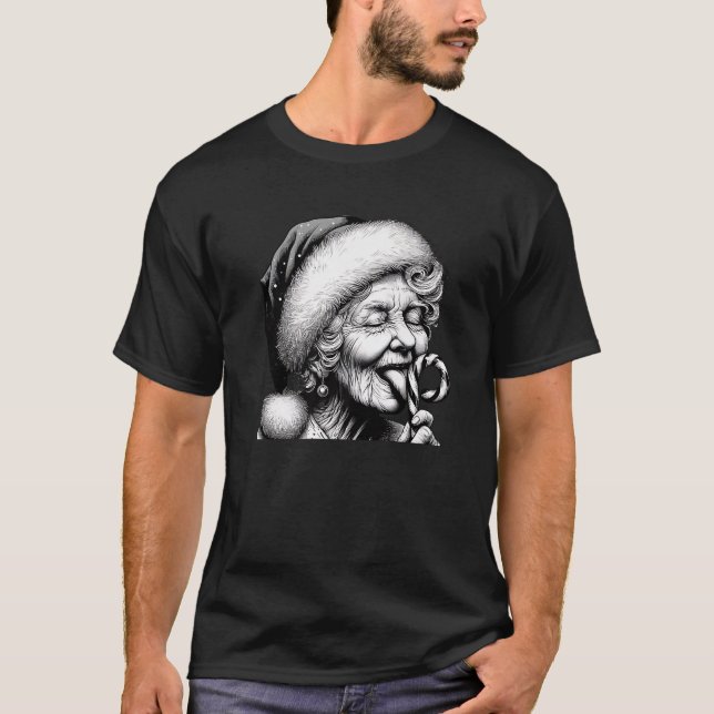 T-shirt Funny Granny Nana Licking Candy Cane Grandma Chris (Devant)