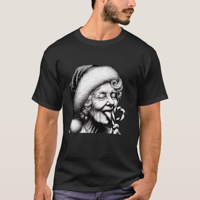 T-shirt Funny Granny Nana Licking Candy Cane Grandma Chris (Devant)