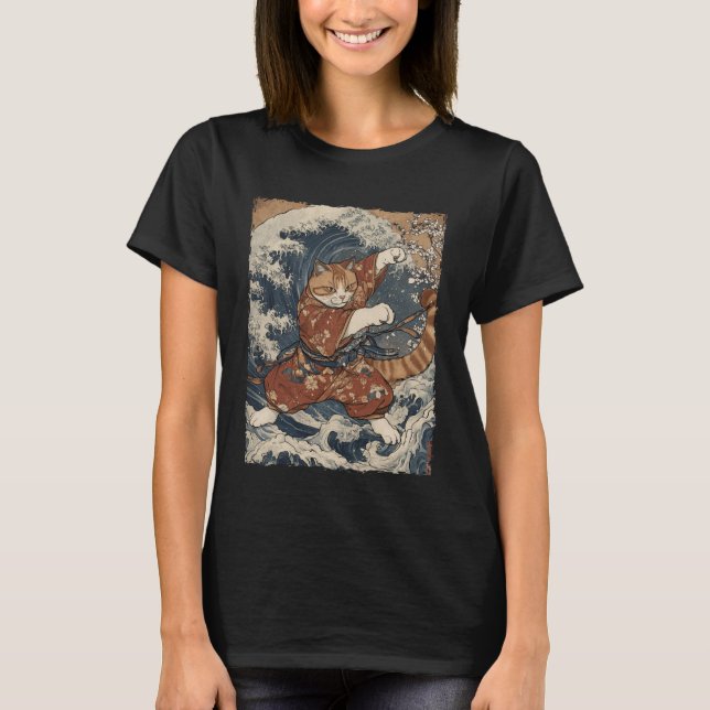 T-shirt Funny Graphic Cat Japanese Anime (Devant)