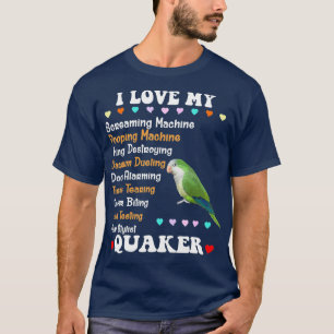 T-shirt Funny Green Quaker Shirt I Love Quaker Parrot