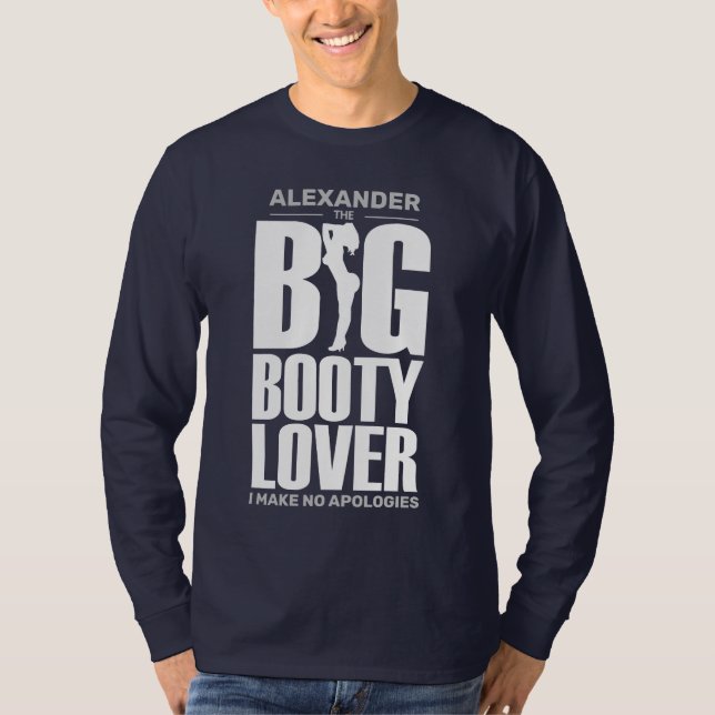T-shirt FUNNY Gros Amoureux du cul avec nom blanc sur Col  (Devant)