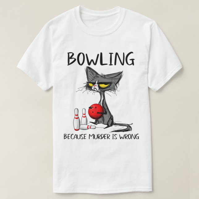 T-shirt Funny Grumpy Cat Bowling Humor Design (Design devant)