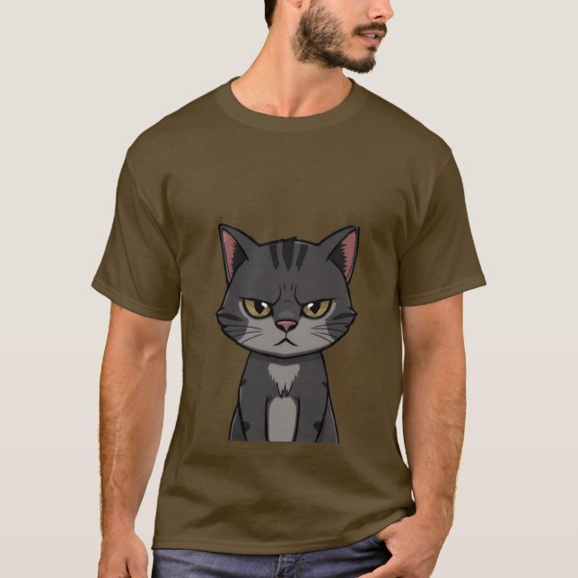 T-shirt Funny Grumpy Charcoal Tabby Cat Sassy Stare 🐾😒 (Devant)