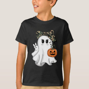 T-shirt Funny Halloween Camouflage Camo Ghost Hello Huntin