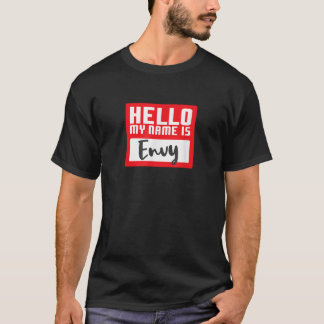 T-shirt Funny Halloween Costume Hello My Name is Envy Pun 