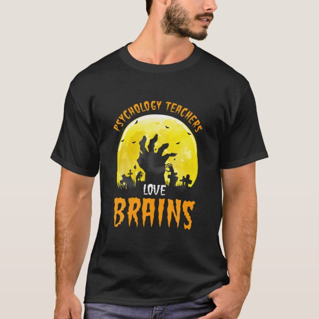 T-shirt Funny Halloween Psychologie Enseignants Love Brain (Devant)