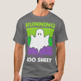 T-shirt Funny Halloween Running is Boo Sheet Ghost Retro