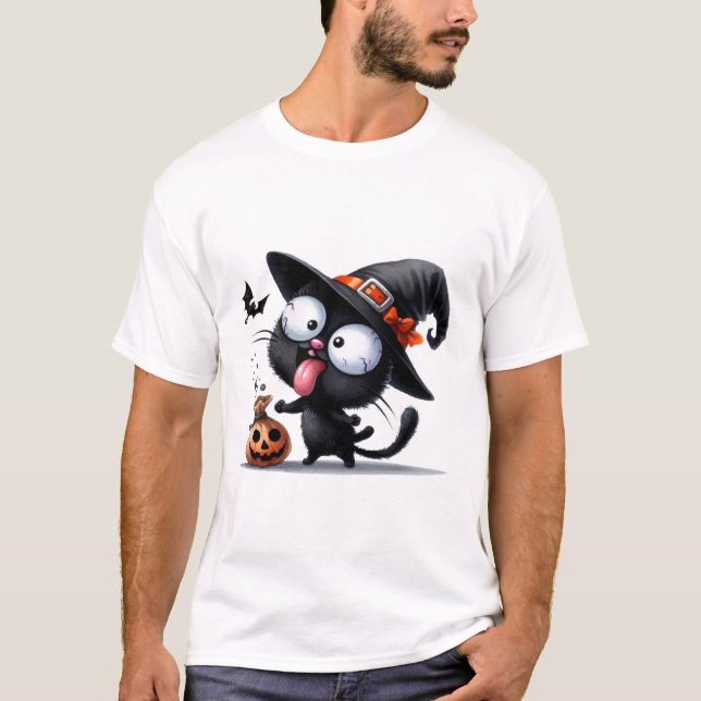 T-shirt Funny Halloween Witch Cat Spooky Treats ✨🐾🎃 (Devant)