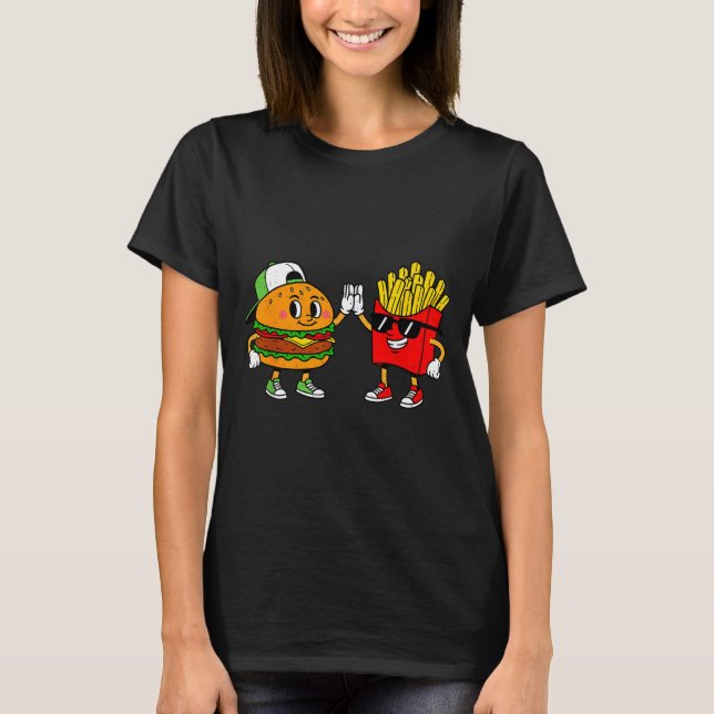 T-shirt Funny Hamburger French Fries Combo Snacks Fast Foo (Devant)