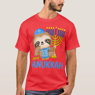 T-shirt Funny Hanoukka Sloth Menorah Pajamas pour Gi hébre