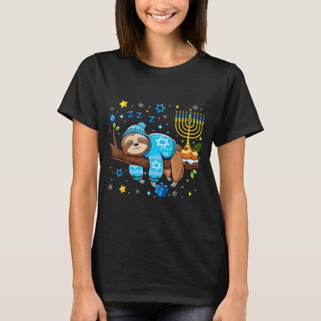 T-shirt Funny Hanukkah Sloth Jewish Chanukah Sleeng Hanukk (Devant)