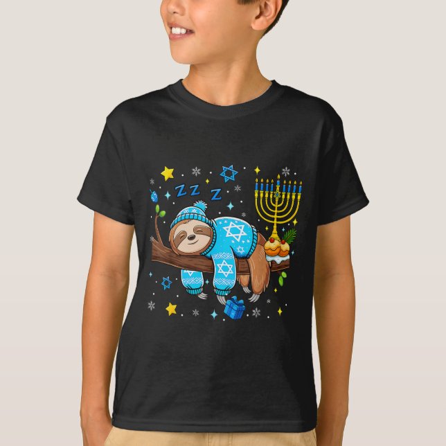 T-shirt Funny Hanukkah Sloth Jewish Chanukah Sleeng Hanukk (Devant)